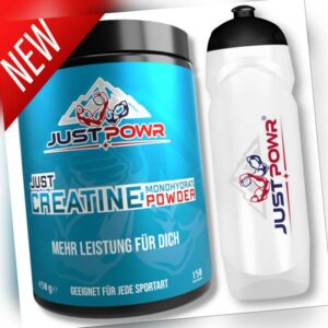 Creatin Monohydrat Pulver 450g + Trinkflasche 750ml-100% reines Kreatin Creatine