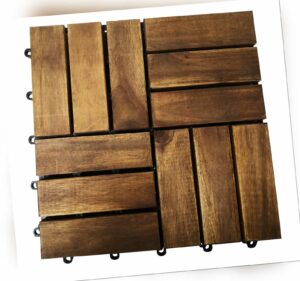 Holzfliese 30x30x2,4cm Terrassenfliese Akazie Bodenfliesen Garten Balkon Mosaik