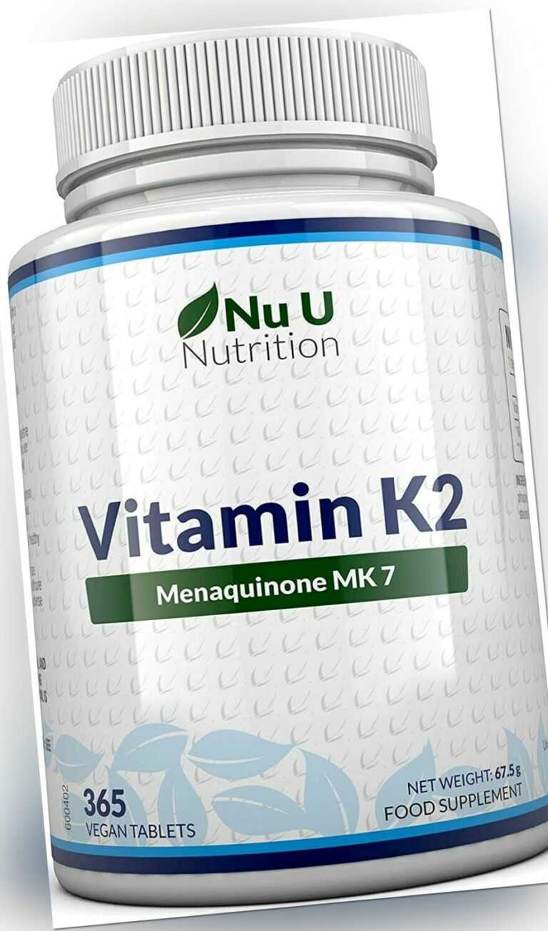Vitamin K2 MK7 200 µg 365 Vegetarische und Vegane Tabletten Menaquinon