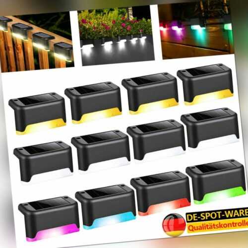 4-12X LED Solarleuchten Zaunleuchte Wandlampen Gartenleuchte Außen Treppen Lampe