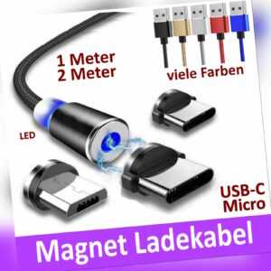 Ladekabel Magnet für Samsung Handy USB C Typ-C Micro LED Huawei Xiaomi 3 Adapter