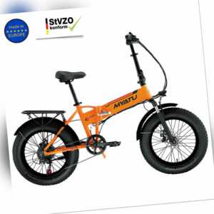 Fatbike E-Bike 20 Zoll 500 Wh faltbar 250W Elektrofahrrad Klapprad orange Myatu