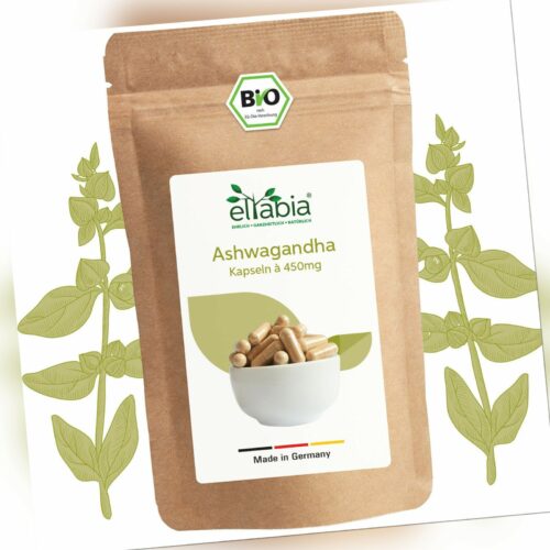 Bio Ashwagandha Kapseln | Hochdosiert 1350mg Tagesdosis 100% rein ohne Zusätze