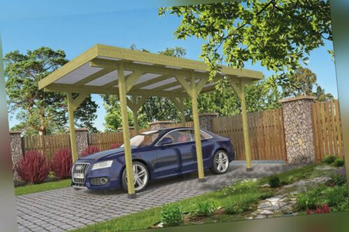 Einzelcarport 300x500 cm Auto Unterstand Carport Garage Holz Flachdach 9x9 cm