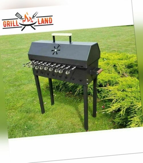 Holzkohlegrill + Deckel Schaschlik Mangal Grill-Land Räucherofen BBQ Stahl 3 mm