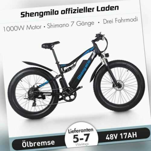 E-bike E Mountainbike 1000W 26 Zoll Elektrofahrrad 48V 17AH 7G Shimano Fatbike