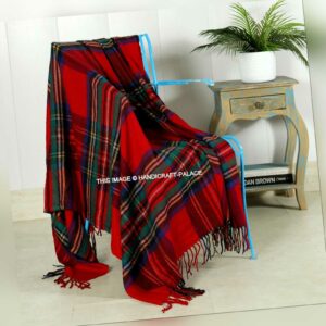 Weich & Warm Gestreift Wolldecke Tartan Plaid Überwurf 178cmx152cm