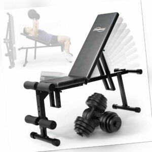Physionics® Hantelbank mit Gewichten Klappbar 30kg Kurzhantel Set Trainingsbank