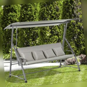 Outsunny 3-Sitzer Hollywoodschaukel  2-in-1 Gartenliege mit Sonnendach Stahl