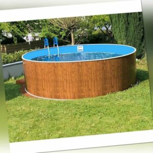 Rundbecken AZUR 3.60 m x 1.20 m in Holzoptik / Folie blau 0,4 Swimmingpool Pool