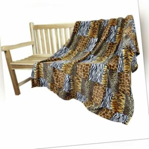 Kuscheldecke Felloptik 200x150 Tierfell Motiv Afrika Wohndecke