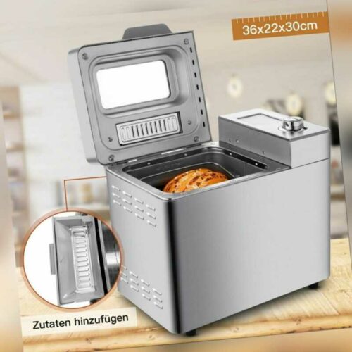 Brotbackautomat 25 Programme, 500-900g, Brotbackmaschine, Edelstahl Brotbackofen