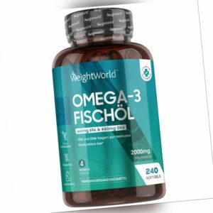Omega 3 Fischöl Kapseln - 240Softgels - 2010mg - essentielle Fettsäure - EPA DHA