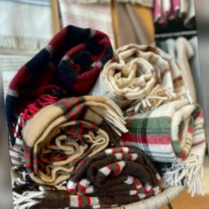 SALE !!! MERINO Fransendecke Plaid "Schottenkaro" 155x200cm 100%