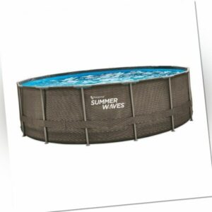Summer Waves Pool Frame Dark Double Rattan Print Aktive 4,88 m x 1,22 m Pool