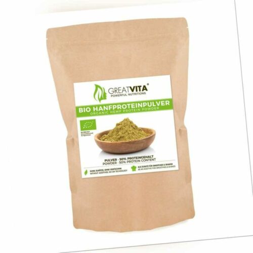 1000g Bio Hanfprotein Pulver | 50% Protein veganes Eiweiß gemahlene Hanfsamen