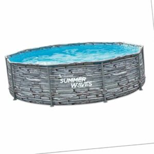 Rundpool Swimmingpool Steinoptik Ø305x76cm Schwimmbad Summer Waves B-Ware