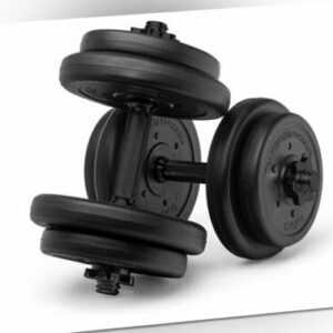 Kurzhantel Set 10-20 kg schwarz Hanteln Dumbbell Kunststoff Gewichte 30/31 mm