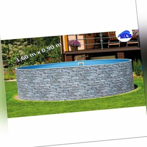 Schwimmbecken STONE in Felssteinoptik 3,60 m x 0,90 m rund Rundpool Pool