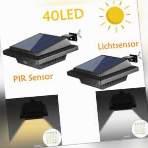 Solarleuchten 40LEDs fur Dachrinnen Zaun mit PIR Sensor/Lichtsensor Beleuchtung