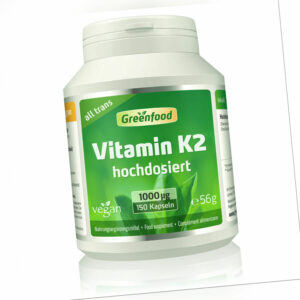 Vitamin K2 (MK7, all-trans), 1000 µg, hochdosiert, 150 Kapseln – vegan