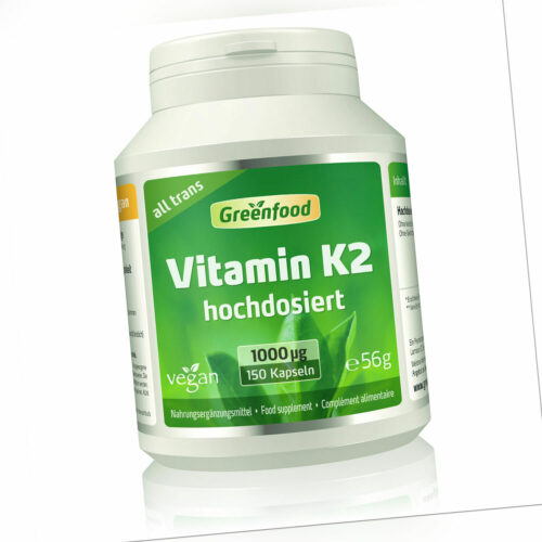 Vitamin K2 (MK7, all-trans), 1000 µg, hochdosiert, 150 Kapseln – vegan