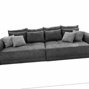 Big-Sofa Sofa Couch XXL-Sofa Mikrofaser grau Kissen