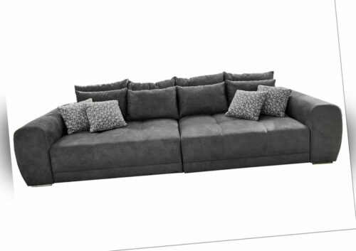 Big-Sofa Sofa Couch XXL-Sofa Mikrofaser grau Kissen