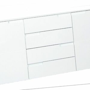 Sideboard Kommode Anrichte Mehrzweckschrank mit 4 Schubladen Weiß Hochglanz