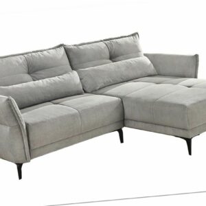 Ecksofa Eckcouch Polstergarnitur Polstersofa mit Kissen Feincord Grau