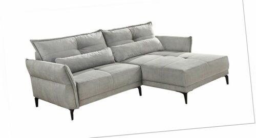 Ecksofa Eckcouch Polstergarnitur Polstersofa mit Kissen Feincord Grau