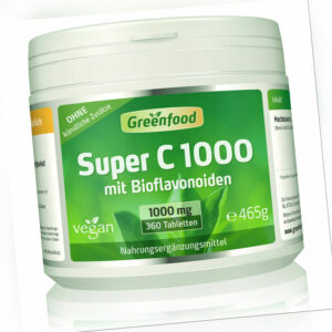 Super C, 1000 mg, hochdosiert, 360 Tabletten – Vegan