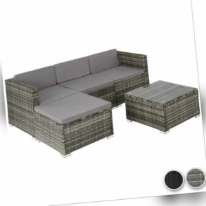 Poly Rattan Sitzgruppe Lounge Gartenmöbel Set Garten Garnitur Sofa Hocker Tisch