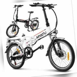 E Bike Klapprad 20 Zoll 375 Wh Akku Elektrofahrad klappbar Pedelec weiß schwarz