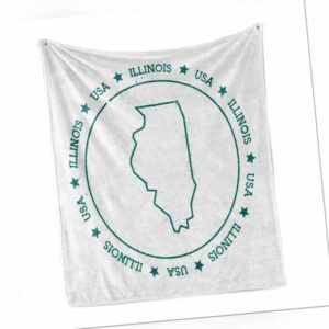 Illinois Weich Flanell Fleece Decke Übersichtskarte in USA Kreis