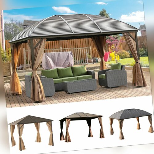 Outsunny Gartenpavillon Pavillon mit 4 x Doppel-Seitenteilw Alu