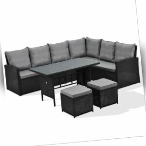 SVITA Monroe Garten-Lounge Set Polyrattan Lounge-Möbel Sitzgruppe Garten Schwarz