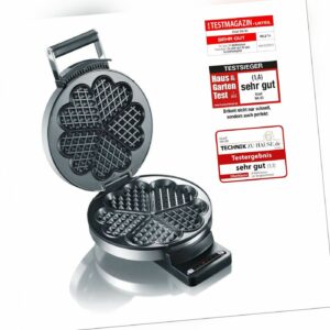 GRAEF Waffeleisen WA80 wärmeisoliert Edelstahl Ø18cm 6Stufen 850W Waffel Waffeln