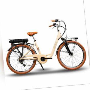 Fahrrad E-Bike 2x26Zoll 10Ah 3 Untersützungsstufen Vintage Retro elfenbein EMG