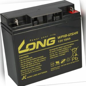 12V 18Ah 17Ah LONG WP18-12 SHR VdS Akku AGM GEL Blei Batterie Rasen Aufsitzmäher