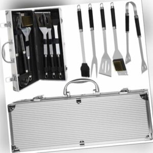 Grillbesteck Set Koffer Edelstahl Grillwerkzeug Zange Wender Gabel Bürste Pinsel