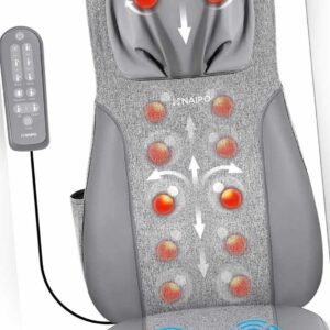 Naipo Massage Sitzauflage Massagematte Shiatsu Rückenmassagegerät Wärmefunktion