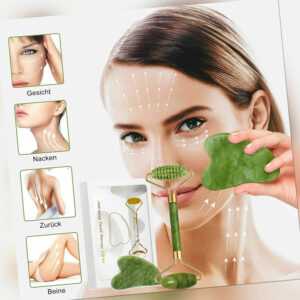 2 Stücke Gua Sha Stein Set Natürlicher Jade Roller Face Massageroller Gua Sha