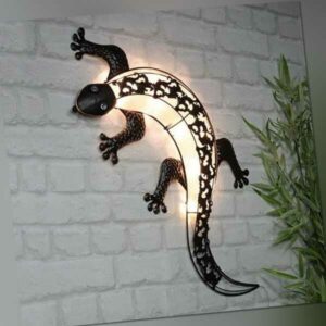 Solar LED-Wanddeko Gecko Wandleuchte Solarleuchte Solarlampe Wandbild beleuchtet