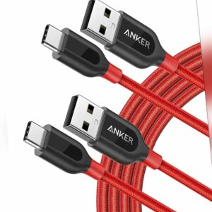 Anker USB C Kabel 2-Pack 1.8m Nylon-Schnellladekabel Rot für Galaxy MacBook Sony