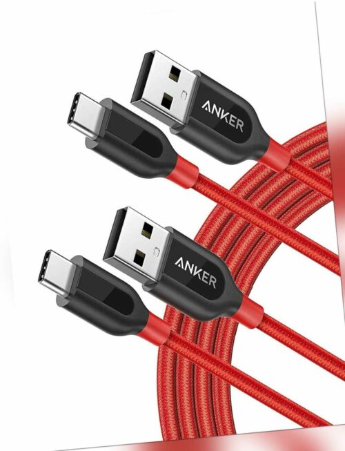 Anker USB C Kabel 2-Pack 1.8m Nylon-Schnellladekabel Rot für Galaxy MacBook Sony
