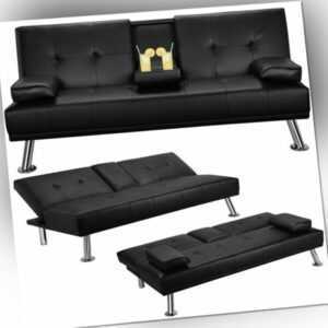 Klappbares Schlafsofa Couch mit Bettfunktion Bettsofa mit Tassenhalter Gästebett