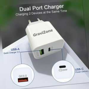 20W Schnellladegerät USBC Netzteil Ladekabel GraviZone Power Adapter Für iPhone