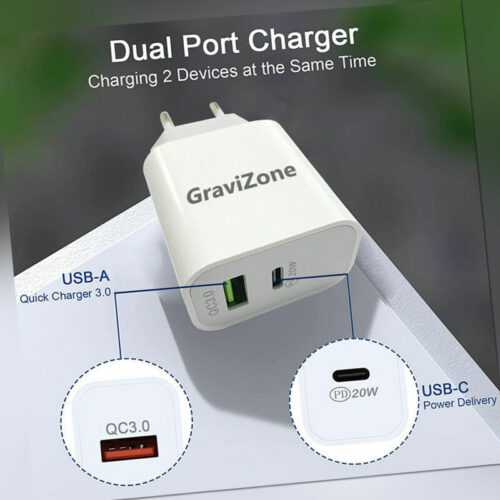 20W Schnellladegerät USBC Netzteil Ladekabel GraviZone Power Adapter Für iPhone