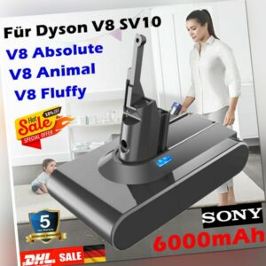 6000mAh Akku für Dyson V8 Original Absolute Animal Total SV10 Staubsauger Sony